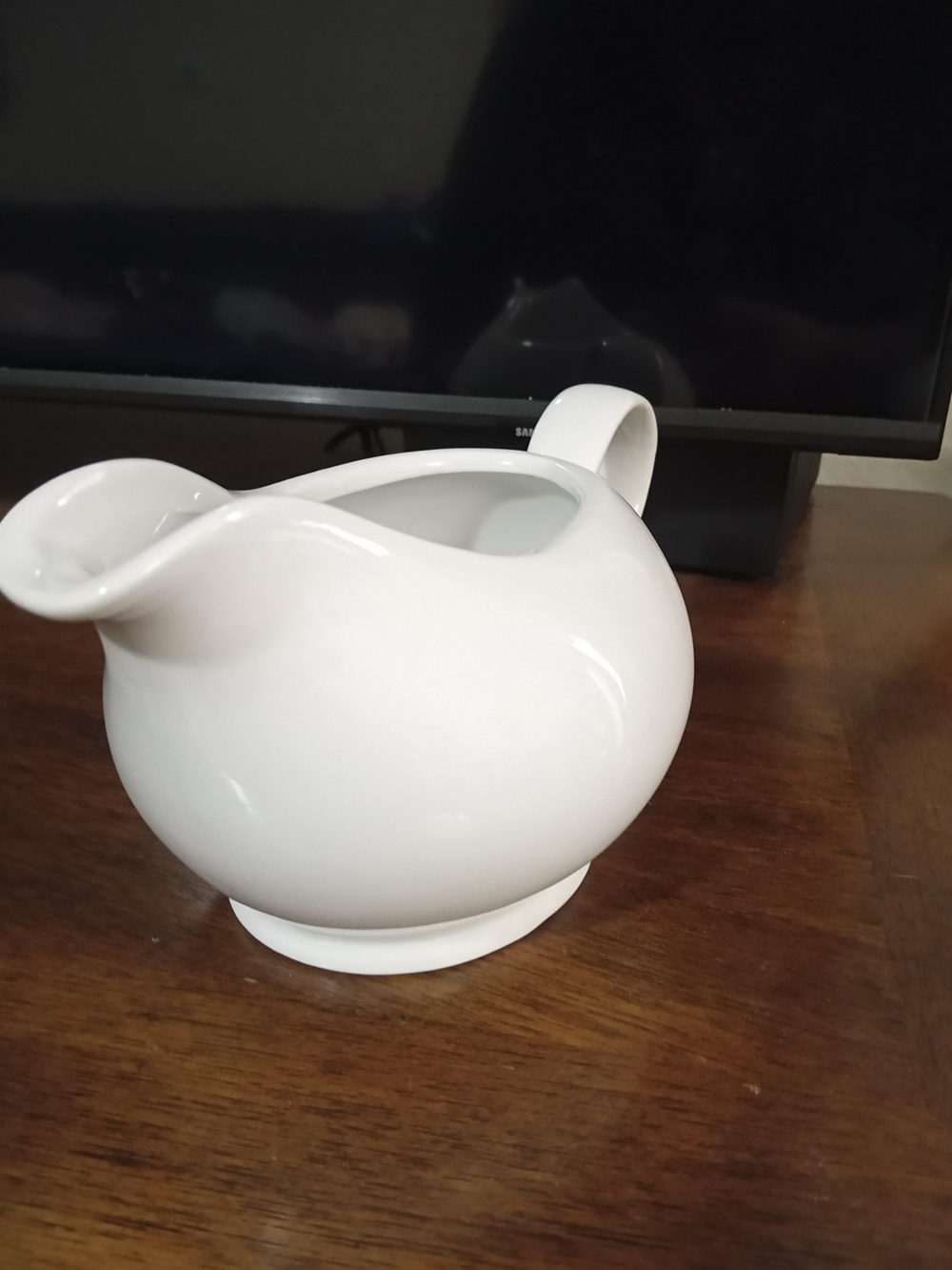 Sur La Table White Glossy Ceramic Creamer
